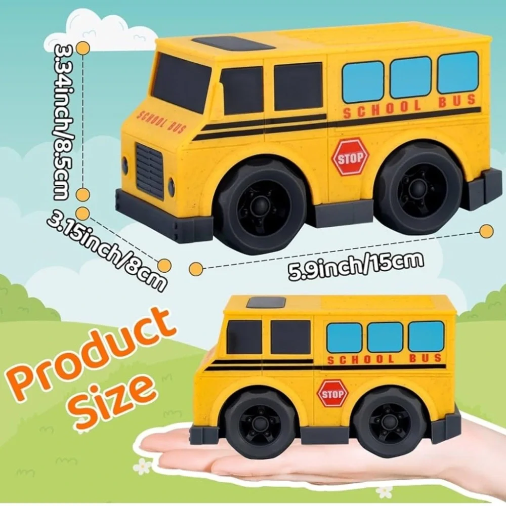 ✨BNWT - Eco-Friendly Wheat Straw Educational Toy Yellow Bus with Light & Sound✨